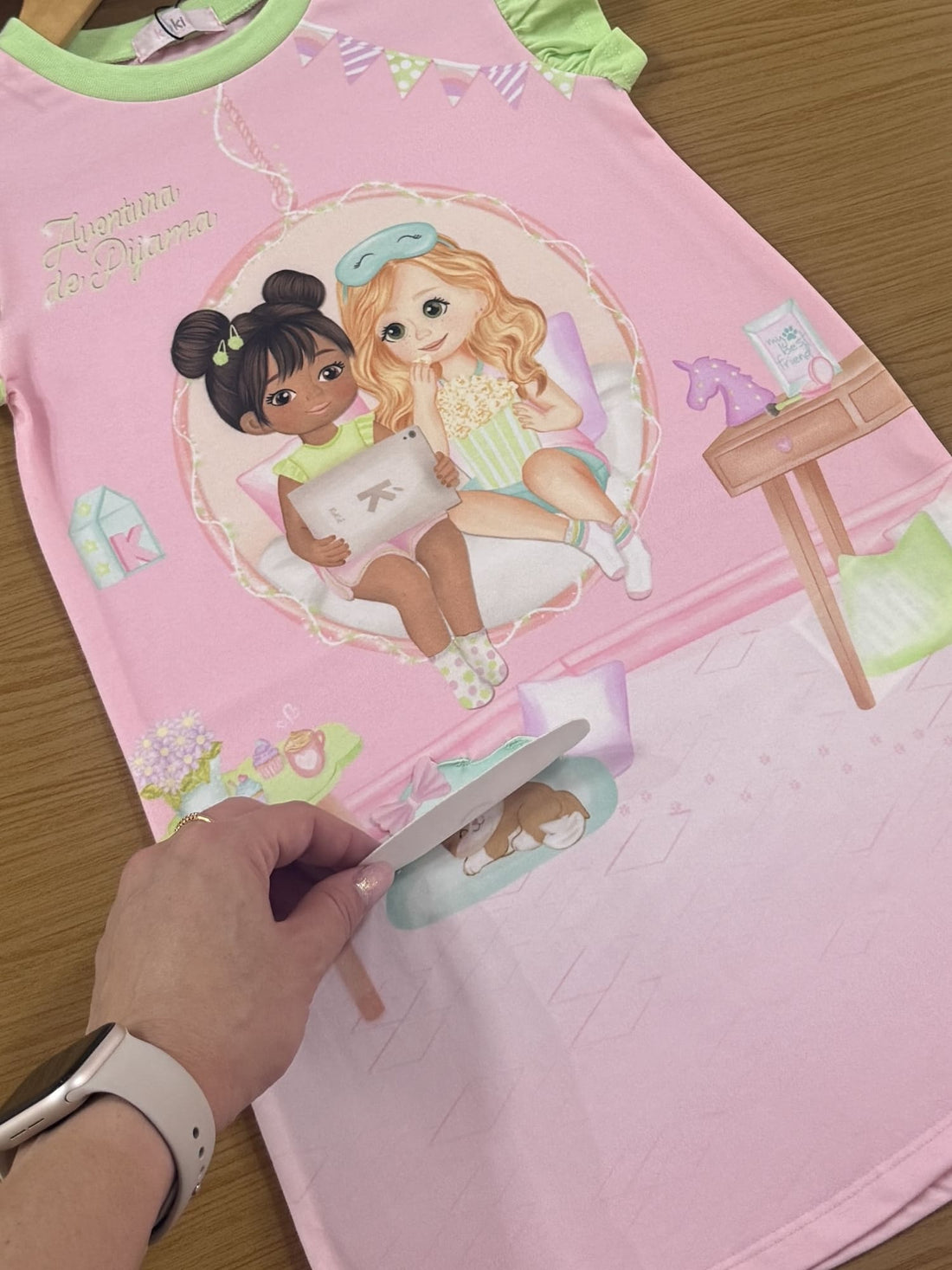 Camisola Infantil Kukiê Verão Rosa Amiguinhas Festa do Pijama