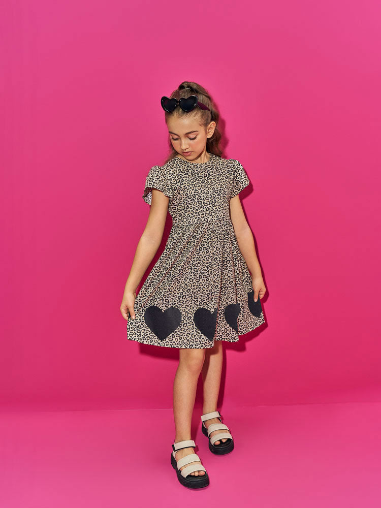 Vestido Infantil Belime Verão Oncinha Corações com Strass