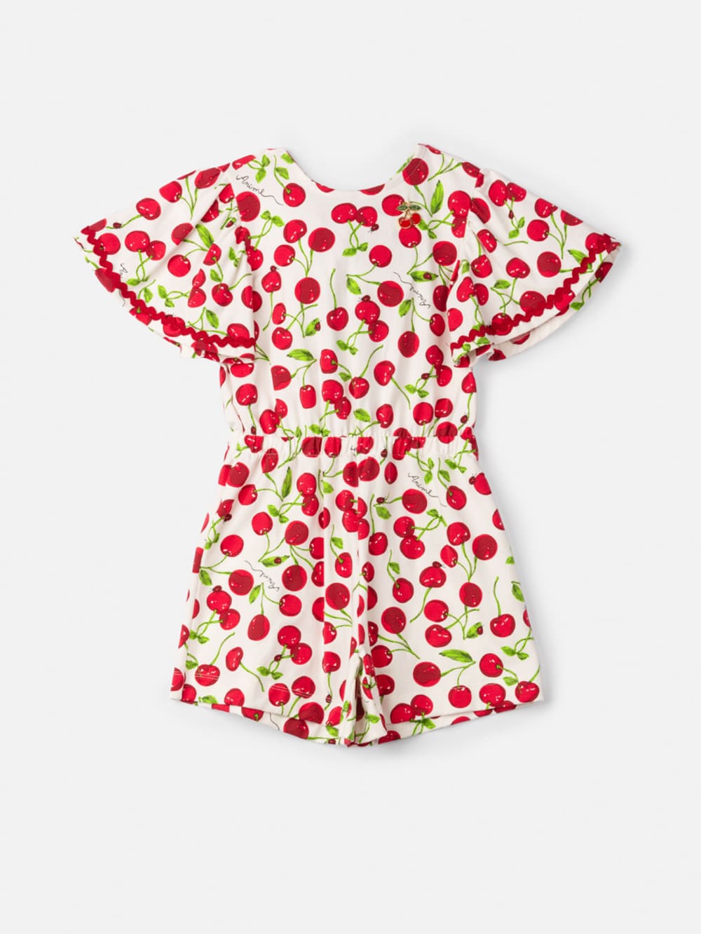 Macaquinho Infantil Animê Verão Off White Cereja
