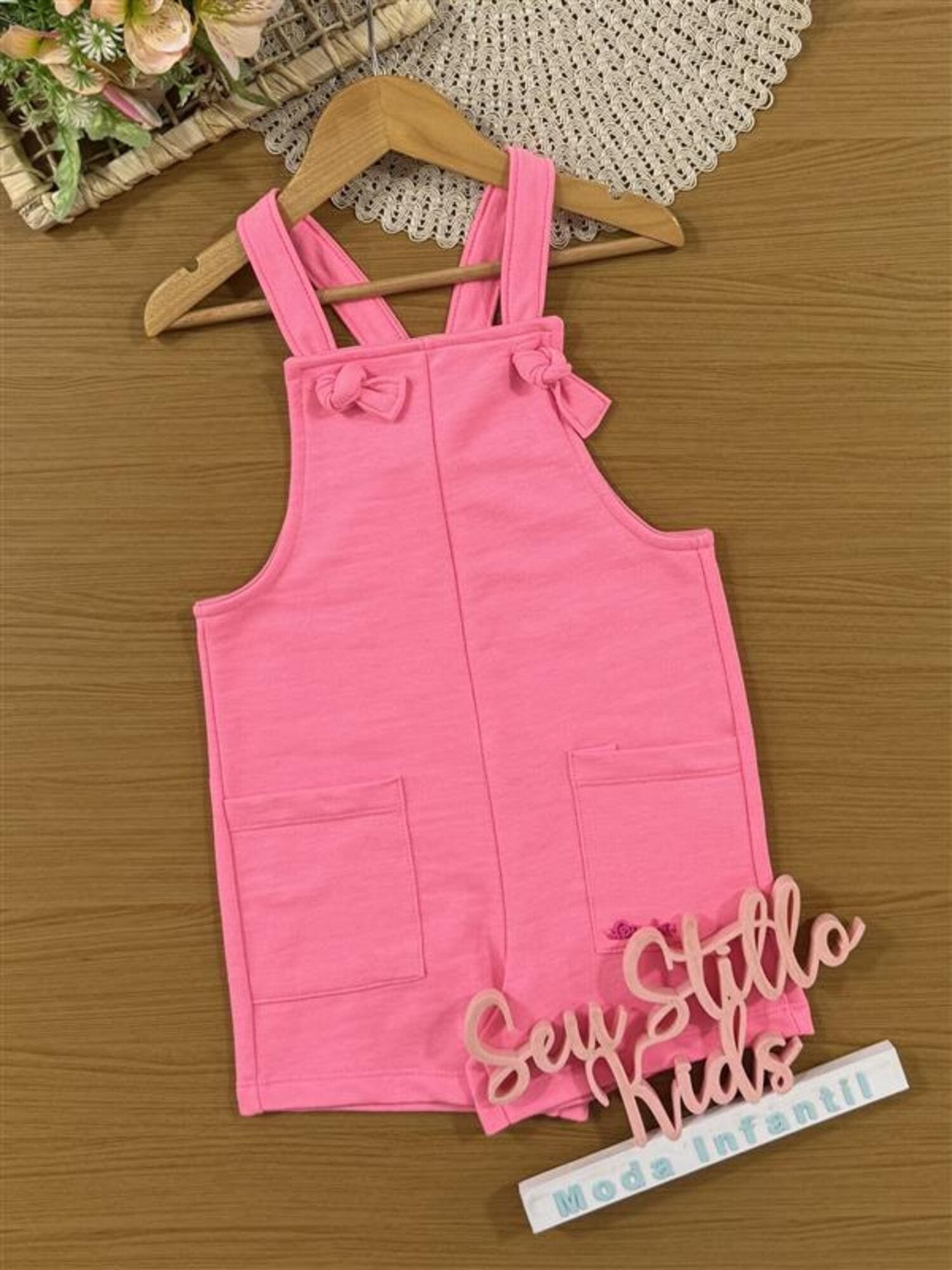 Jardineira Infantil Bimbi Verão Rosa