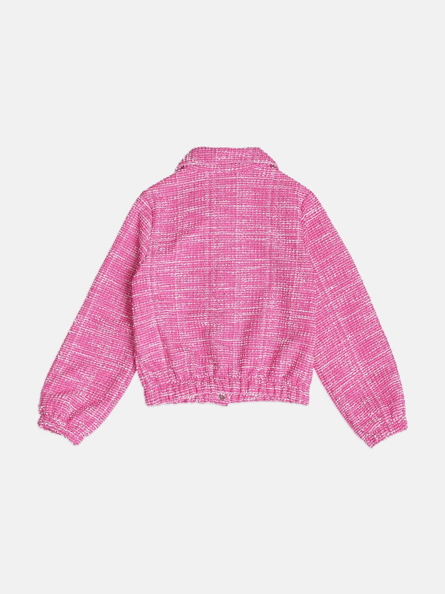 Jaqueta Infantil Momi Inverno Tweed Rosa