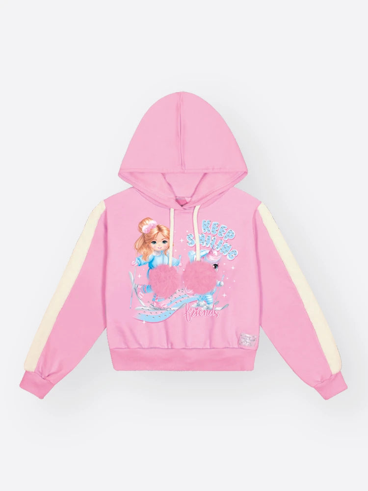 Conjunto Infantil Cinti Inverno com Calça e Moletom Flanelado Rosa Menininha e Unicórnio