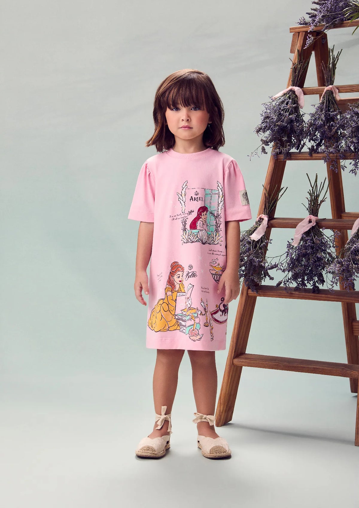 Vestido Infantil Animê Rosa Princesas Disney