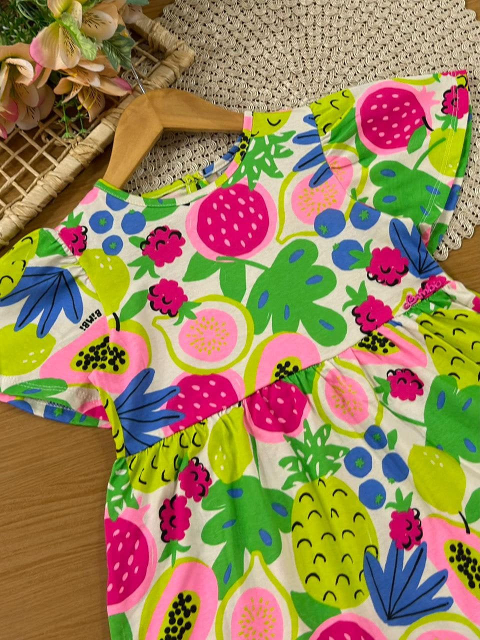 Vestido Infantil Bimbi Colorido Frutinhas