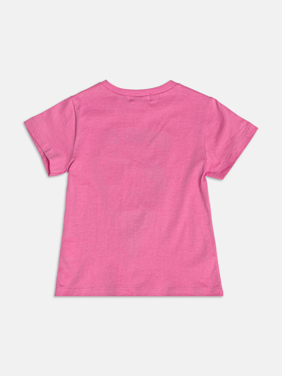 Conjunto Infantil Momi Verão com Shorts Ciclista Bege e Blusa Rosa Ursinho Sorvete