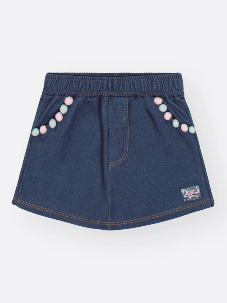 Conjunto Infantil Cinti Inverno com Shorts Saia e Blusa Manga Longa Azul Menininha