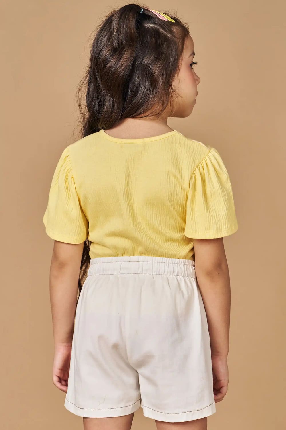 Blusa Infantil Kukie Verão Amarela Gatinha Bailarina