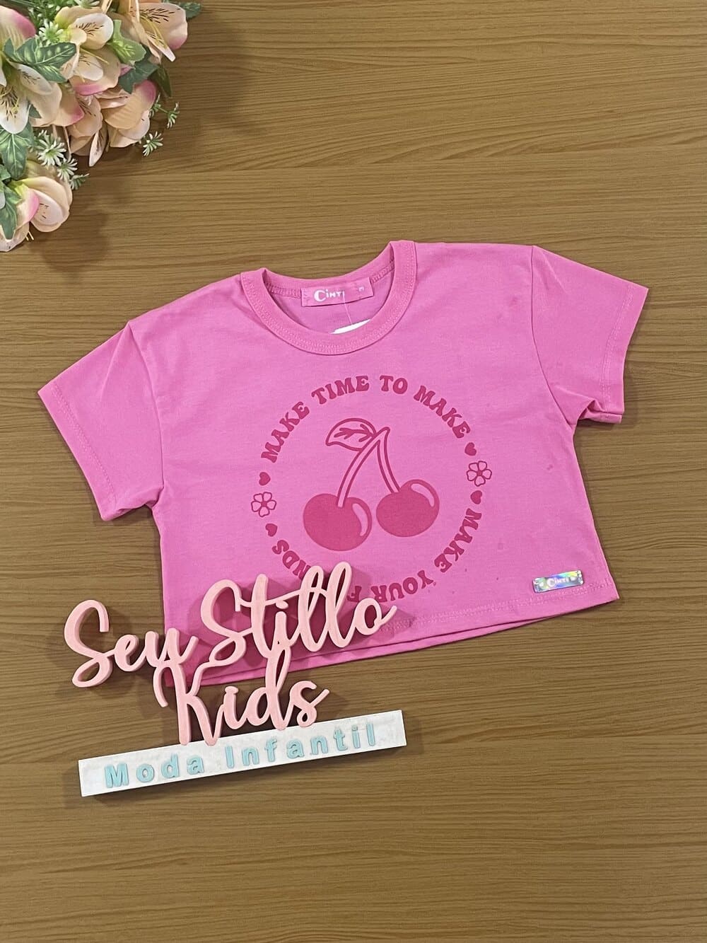 Blusa Infantil Cinti Verão Rosa Cerejinha
