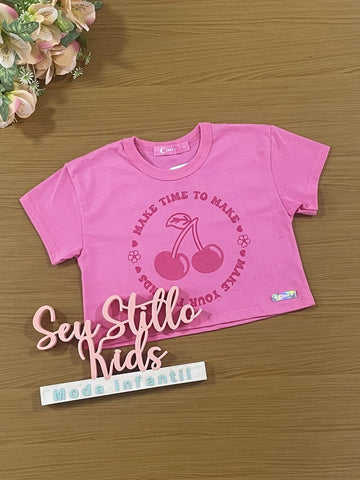 Blusa Infantil Cinti Verão Rosa Cerejinha