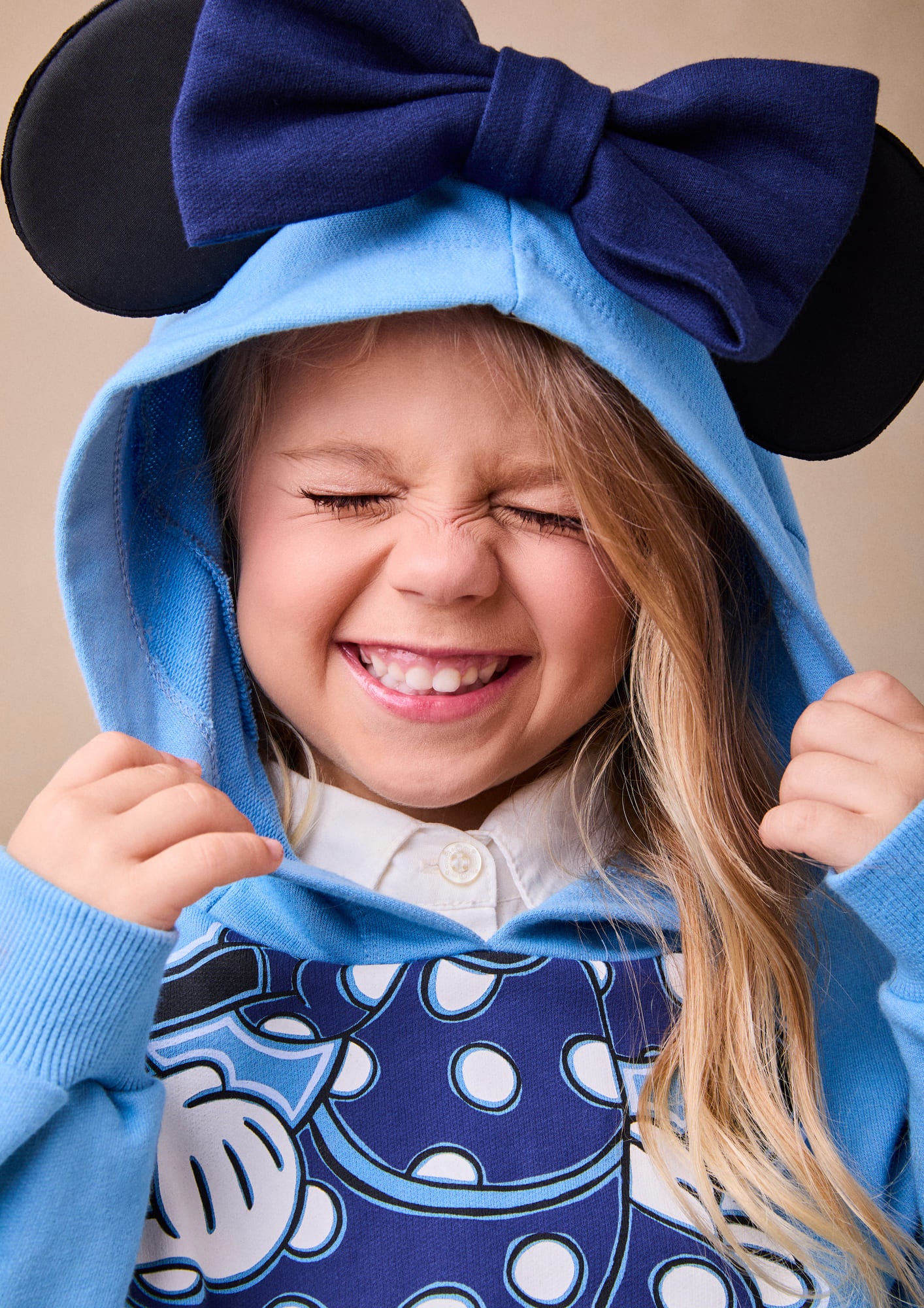 Moletom Infantil Animê Inverno sem Flanela Azul Minnie com Lacinho Disney