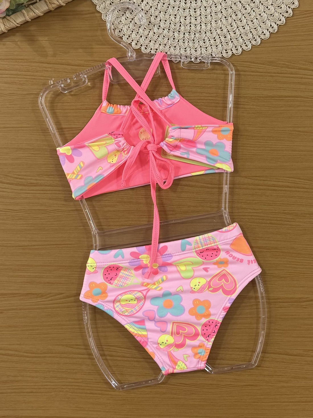 Biquíni Infantil Kukie Verão Rosa Bolinha de Tênis