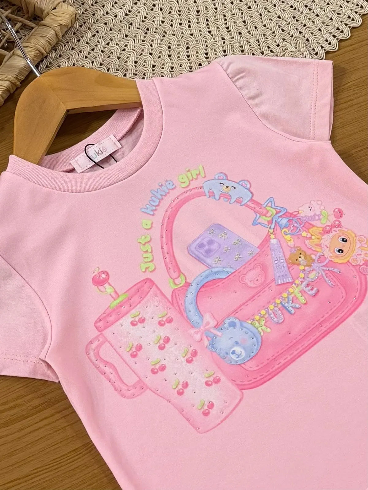 Blusa Infantil Menina Kukiê Rosa Acessórios Girl Strass