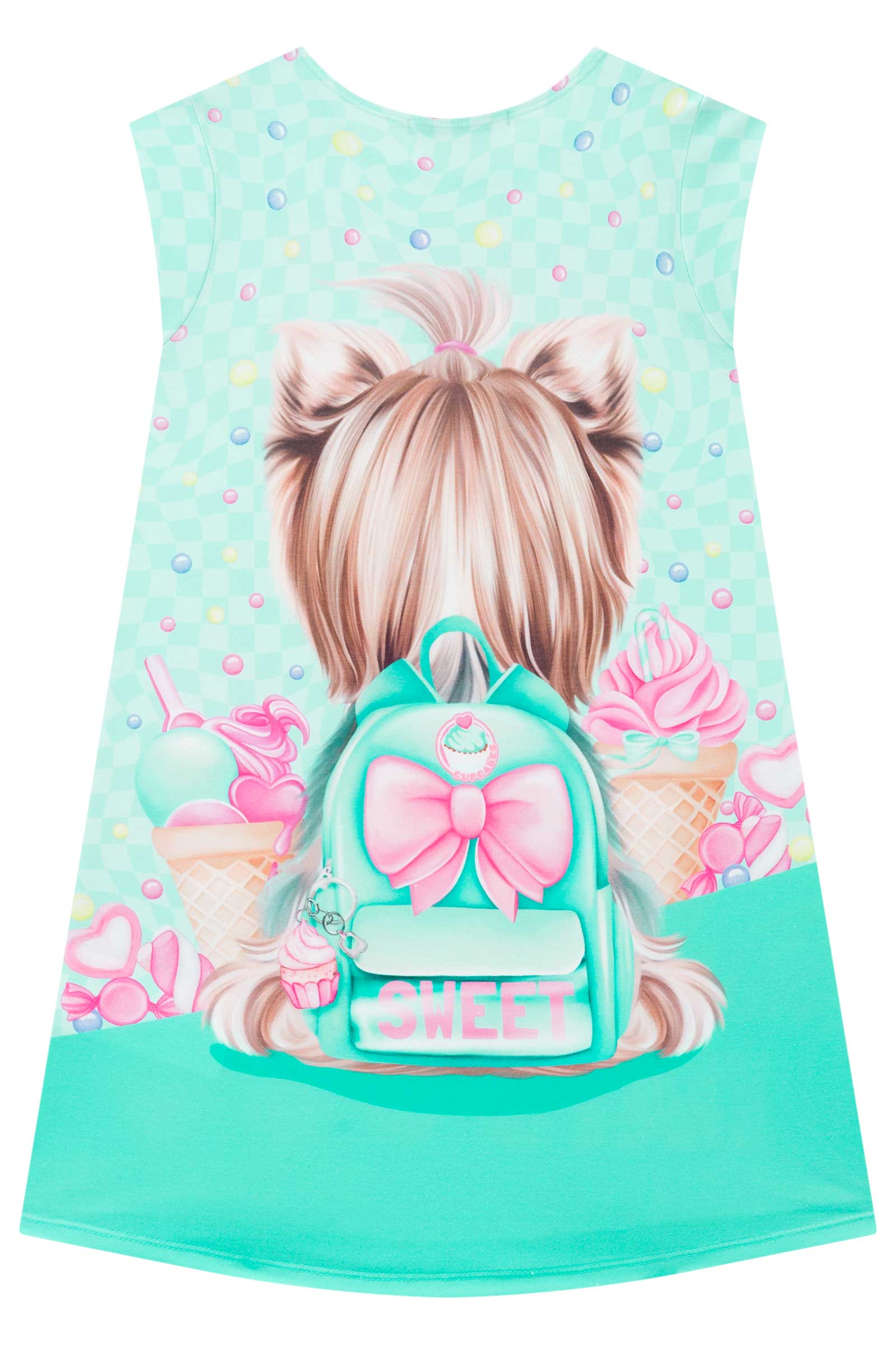 Vestido Infantil Kukie Verão Verde  Cachorrinha Happy