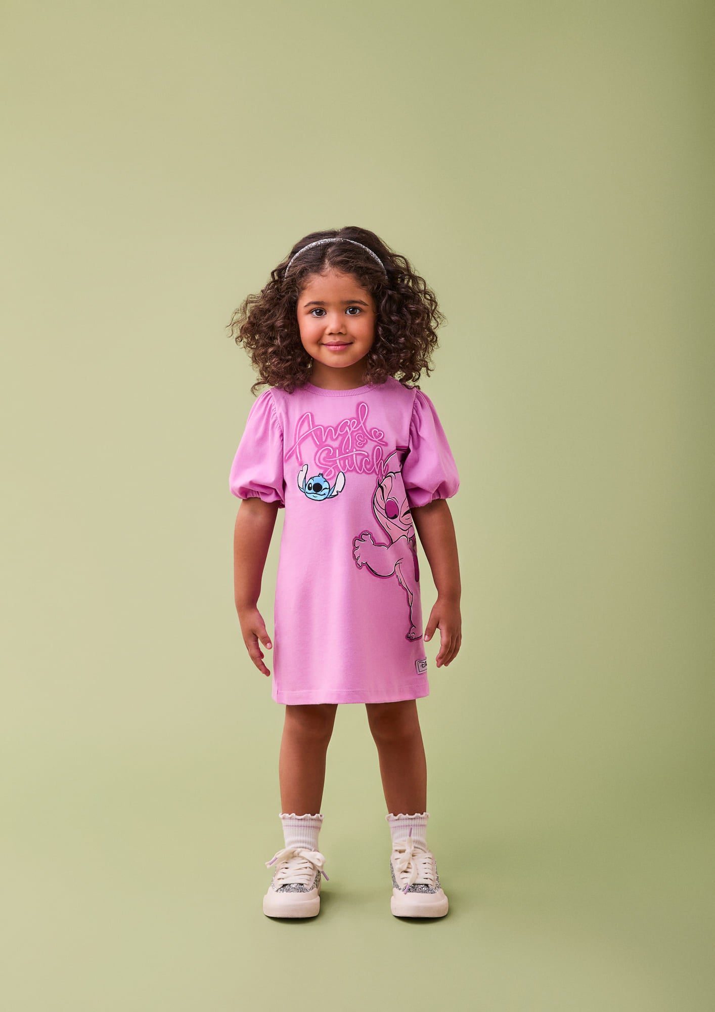 Vestido Infantil Momi Inverno Lilás Angel e Stitch
