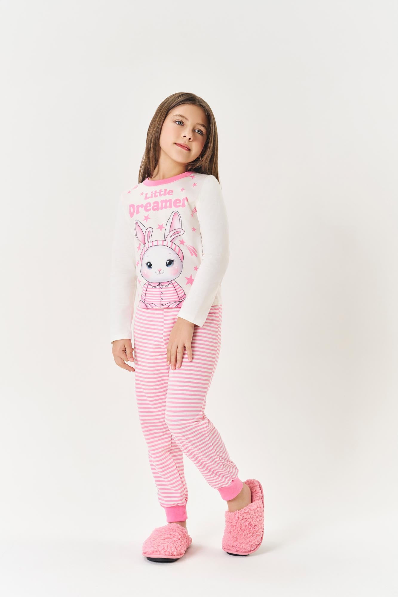 Pijama Infantil Cinti Inverno Calça Rosa e Blusa Coelho