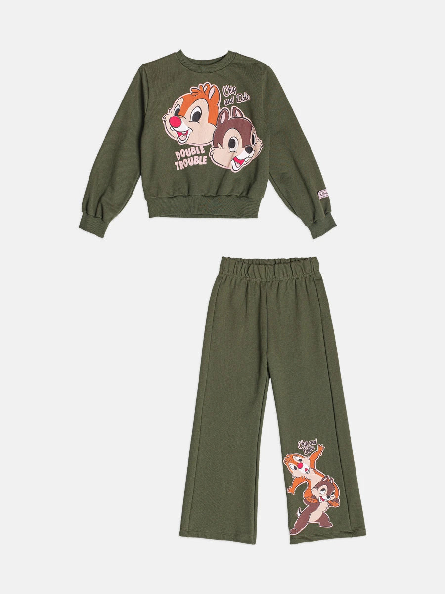 Conjunto Infantill Momi Inverno com Calça e Moletom Verde Tico e Teco Disney