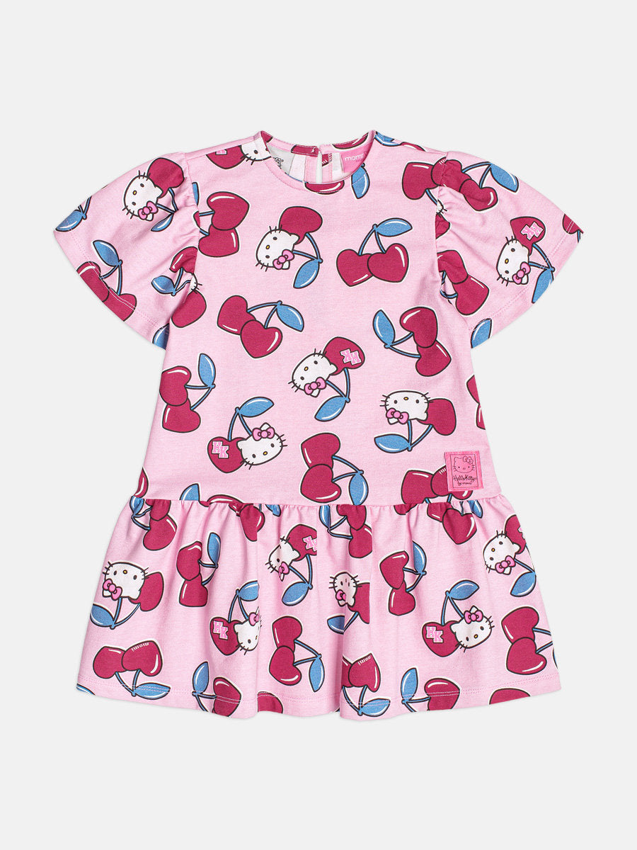Vestido Infantil Momi Inverno Rosa Hello Kitty Cerejinha