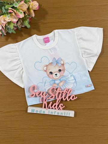 Blusa Infantil Cinti Verão Ursinha Azul