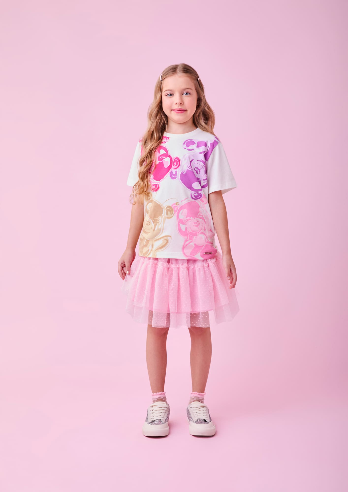 Saia Infantil Momi Inverno Rosa Tule