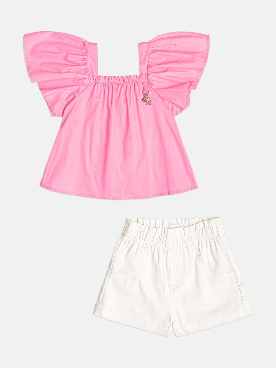 Conjunto Infantil Menina Momi com Shorts e Blusa Rosa