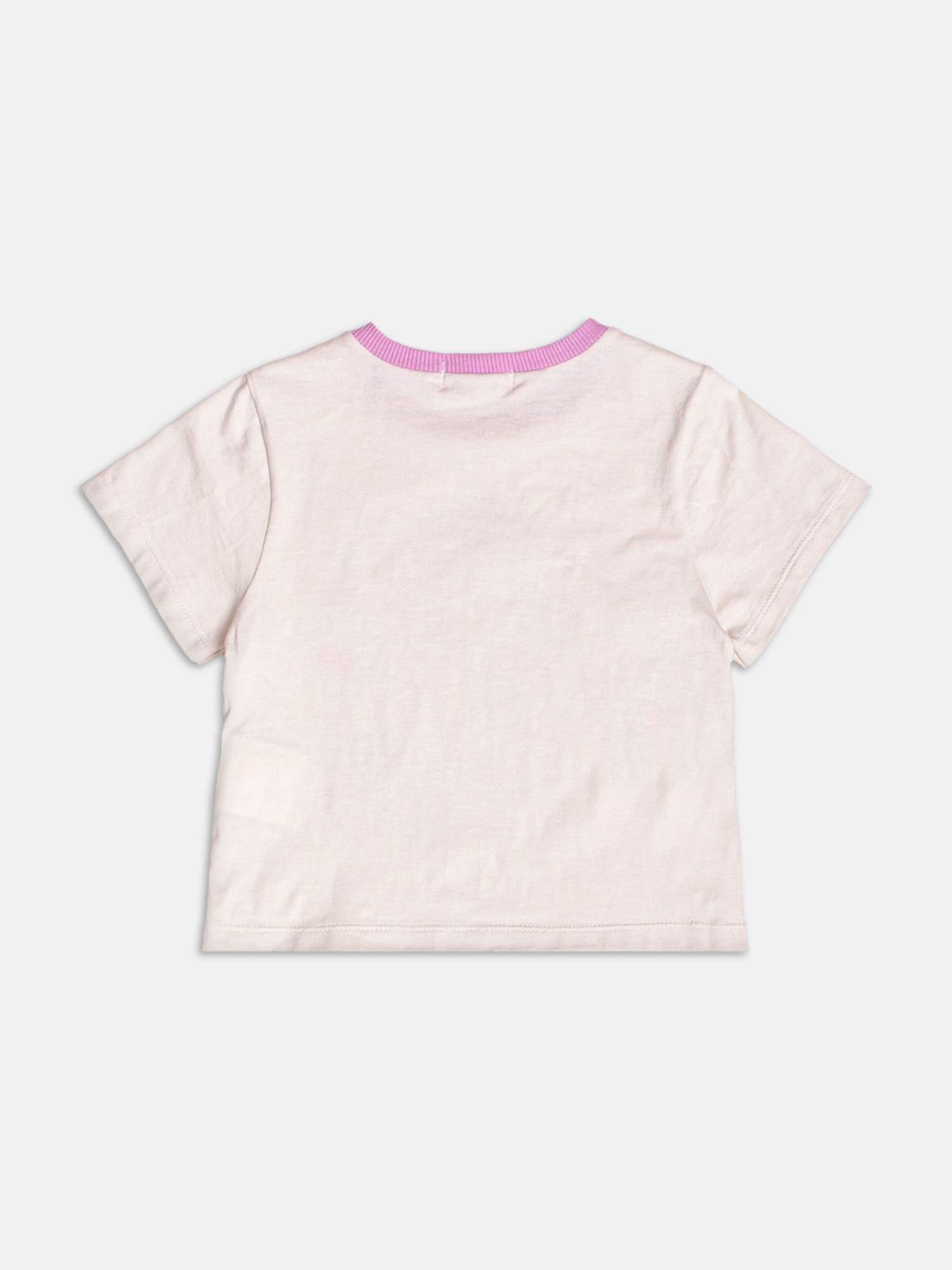 Conjunto Infantil Momi Verão com Shorts Lilás e Blusa Bege Los Angeles