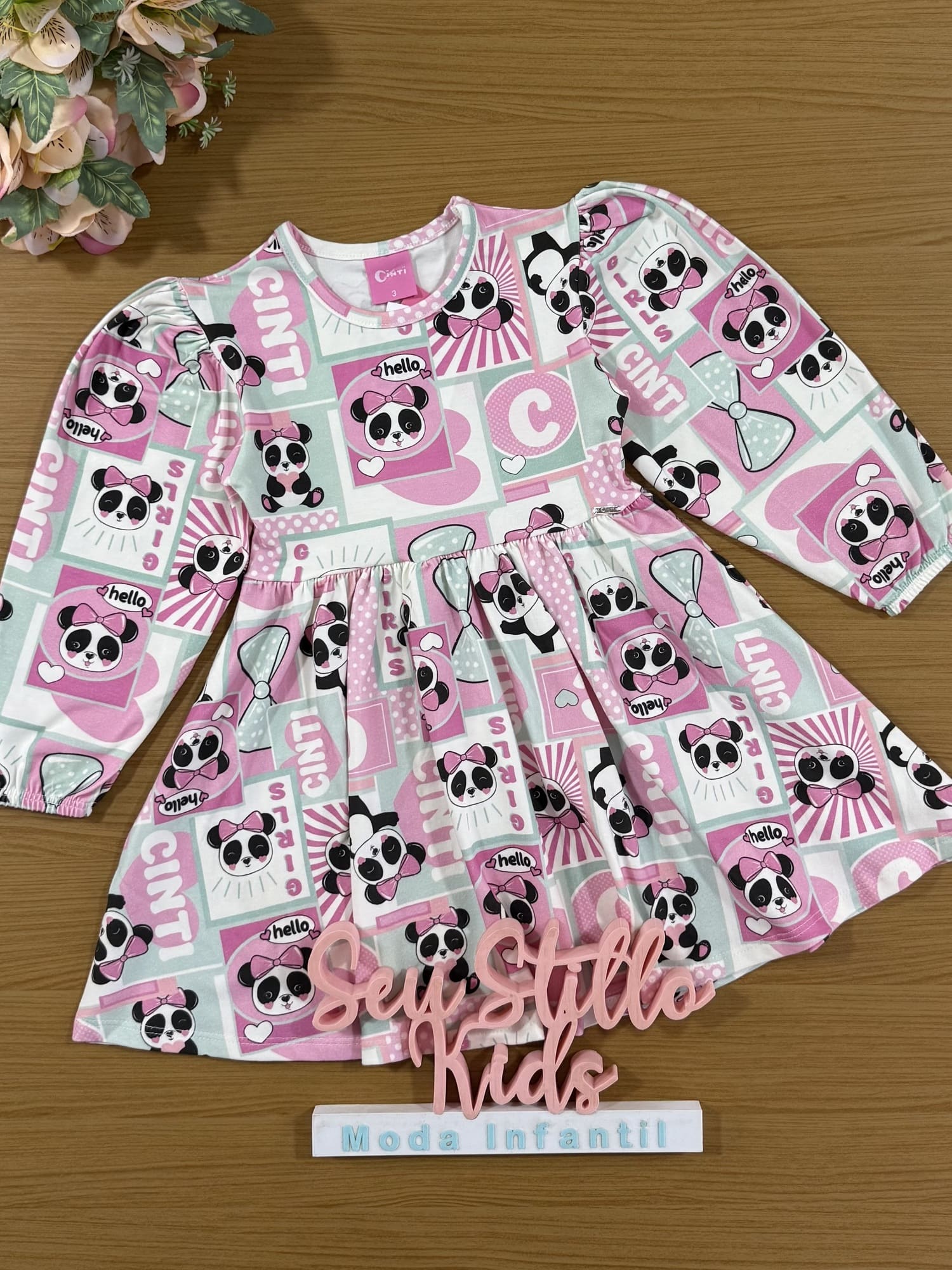 Vestido Infantil Cinti Inverno Cotton Panda