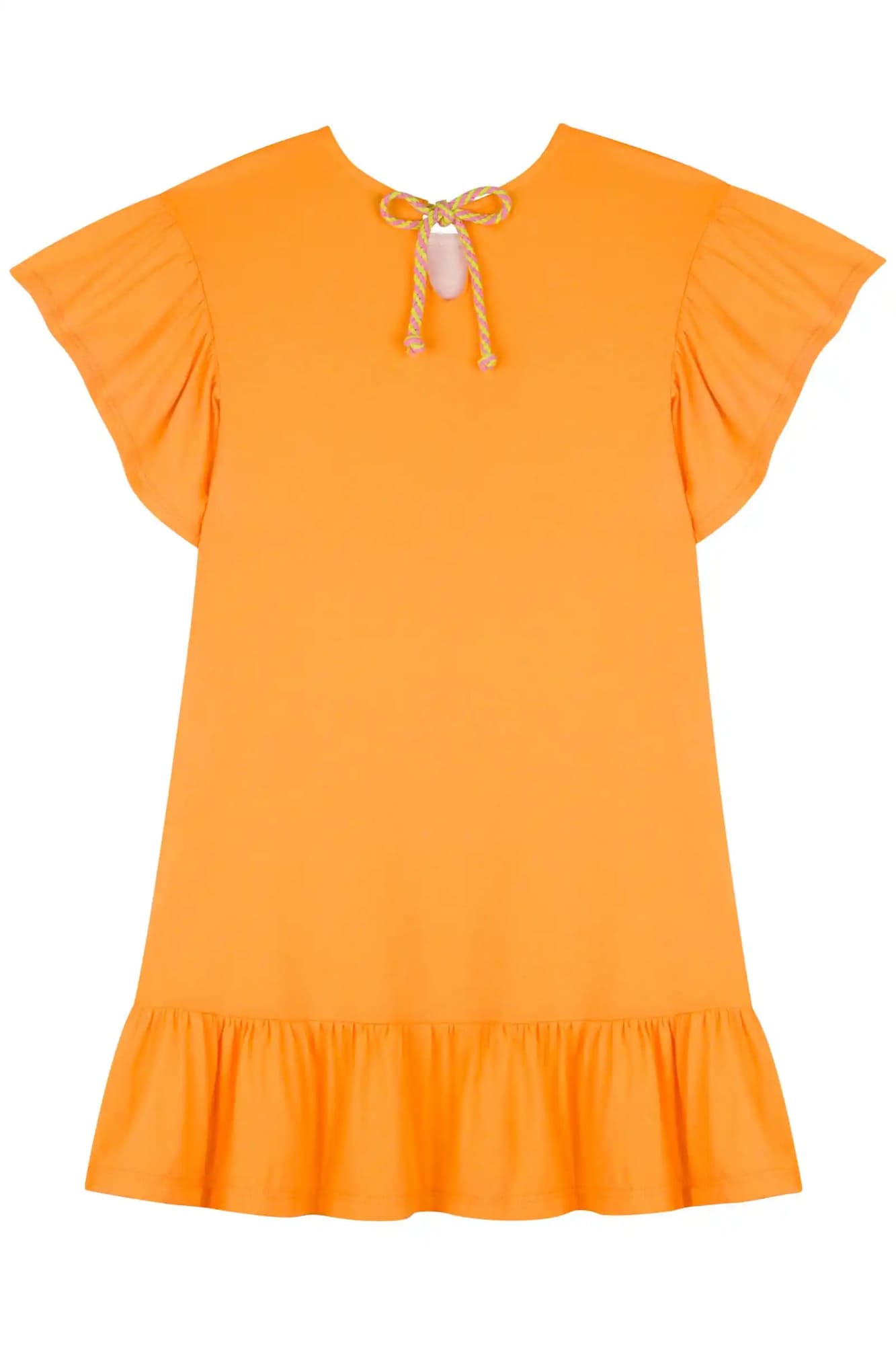 Vestido Infantil Kukiê Verão Laranja Ursinha Confeiteira