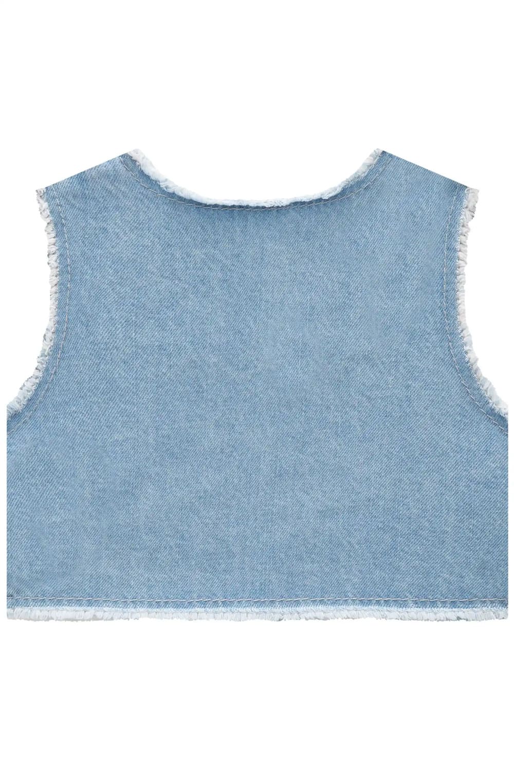 Vestido Infantil Kukie Verão Verde Animais Com Colete Jeans
