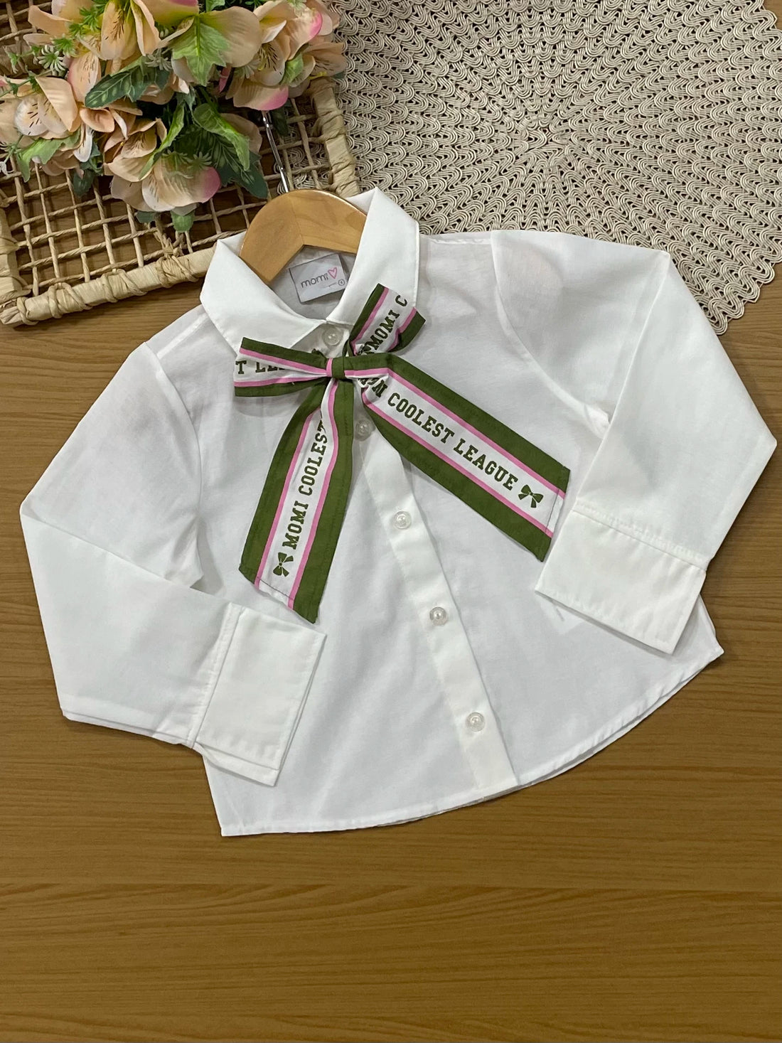 Conjunto Infantil Momi Inverno com Shorts Saia Verde e Blusa Manga Longa Lacinho