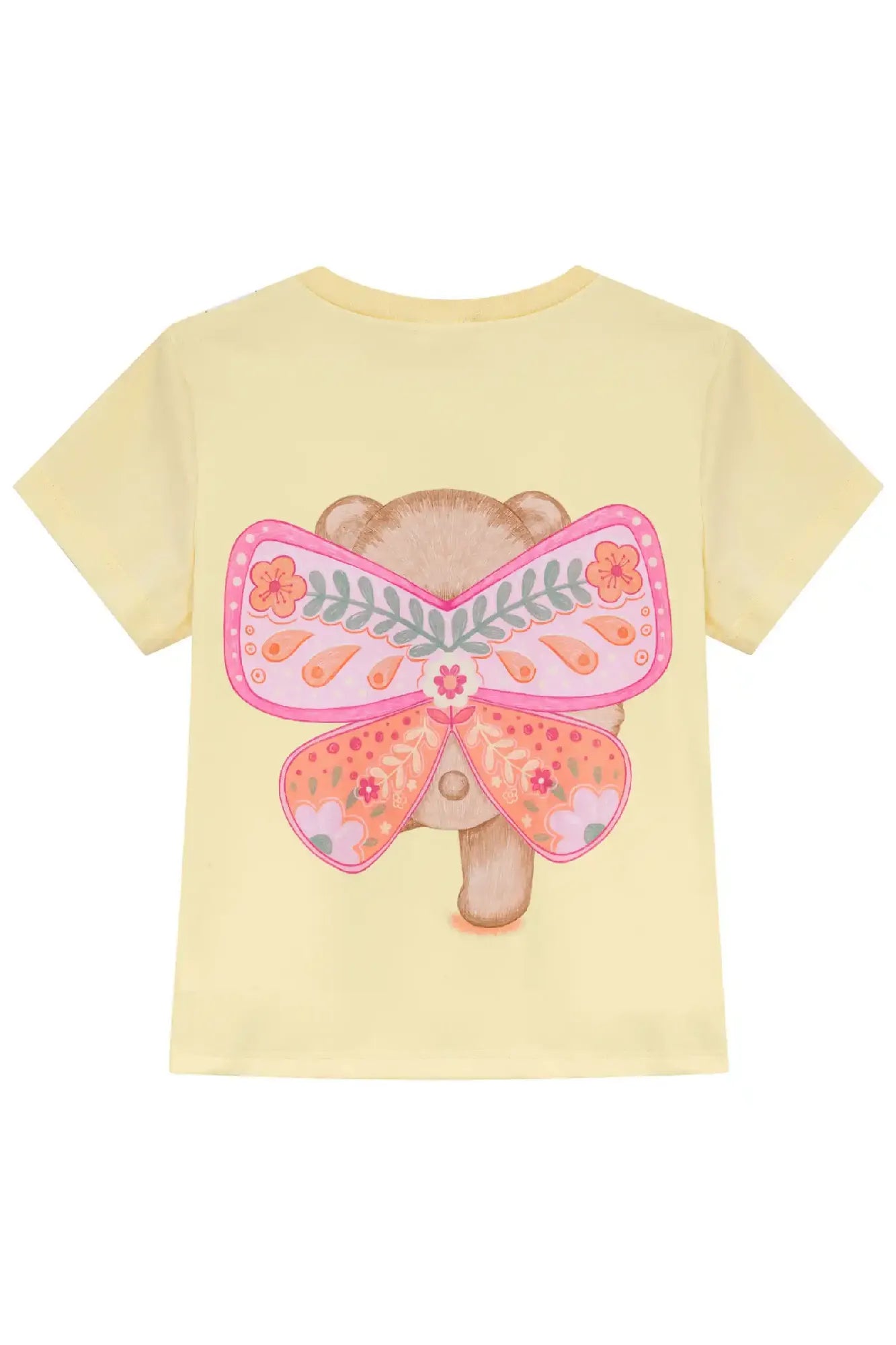 Blusa Infantil Menina Kukiê Amarela Ursinha Borboleta