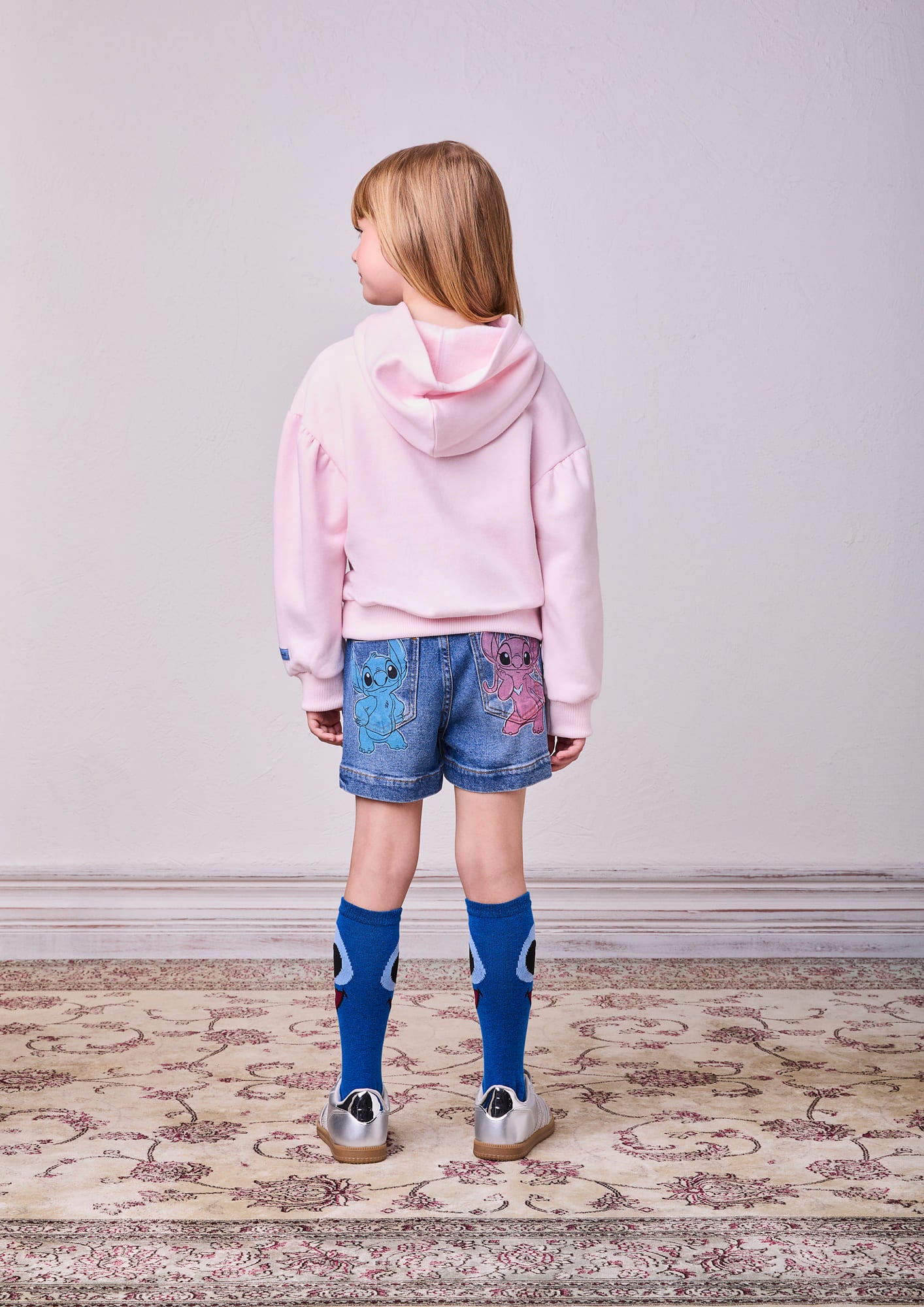 Moletom Infantil Animê Inverno Rosa Flanelado Stitch Disney