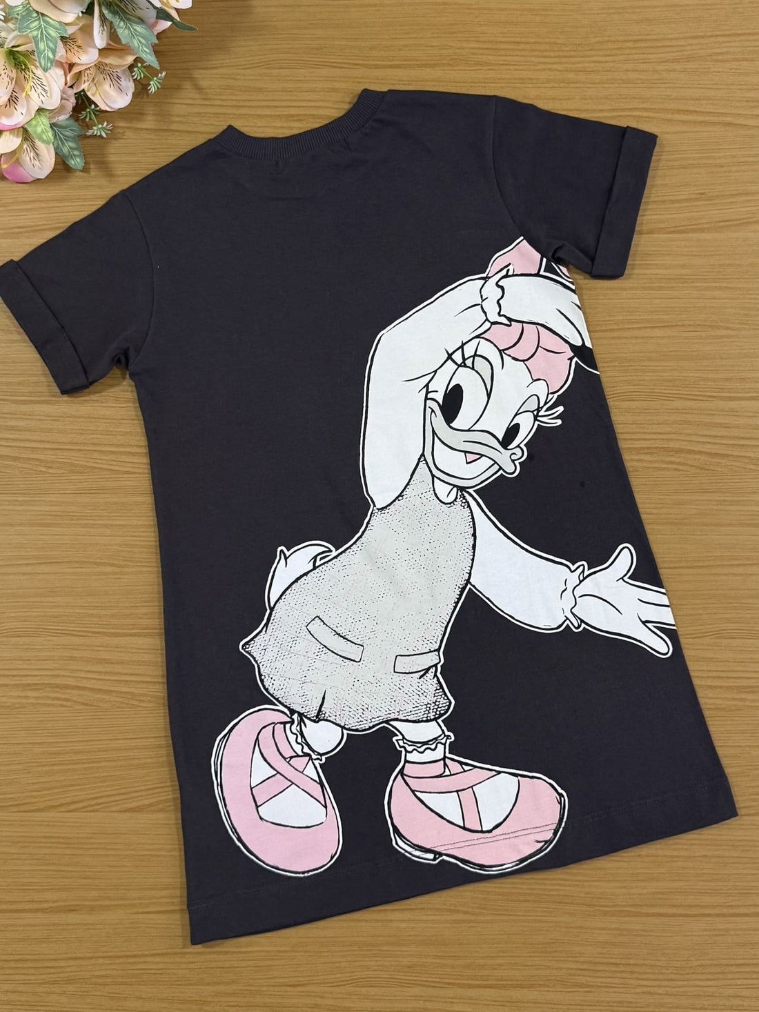 Vestido Infantil Animê Cinza Escuro Minnie e Margarida Disney
