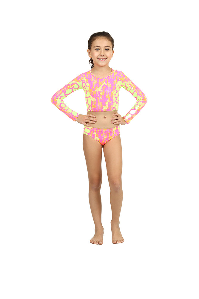 Biquíni Infantil Siri Kids Cropped Manga Longa Leticia Estampa Girafa 39172