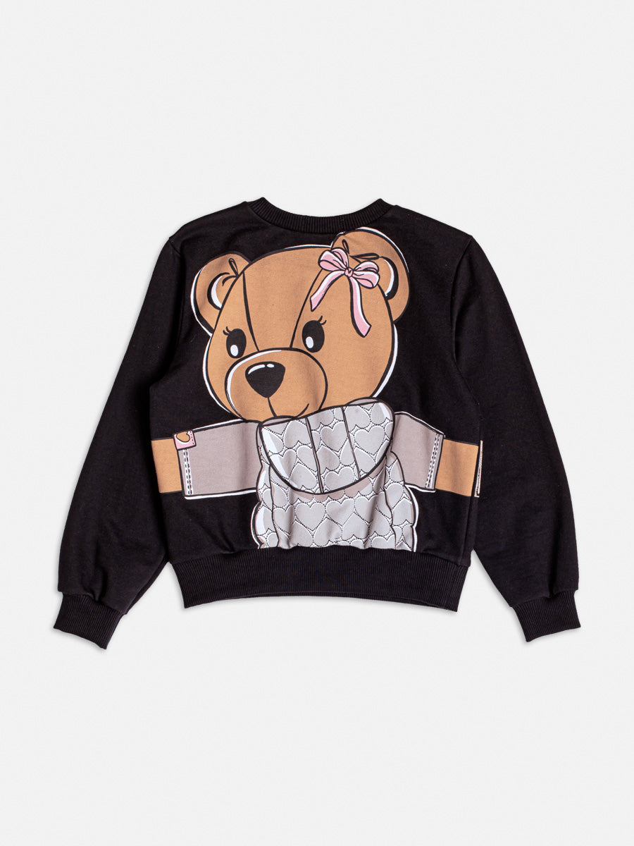 Moletom Infantil Momi Inverno sem Flanela Preto Ursinha Best Friend