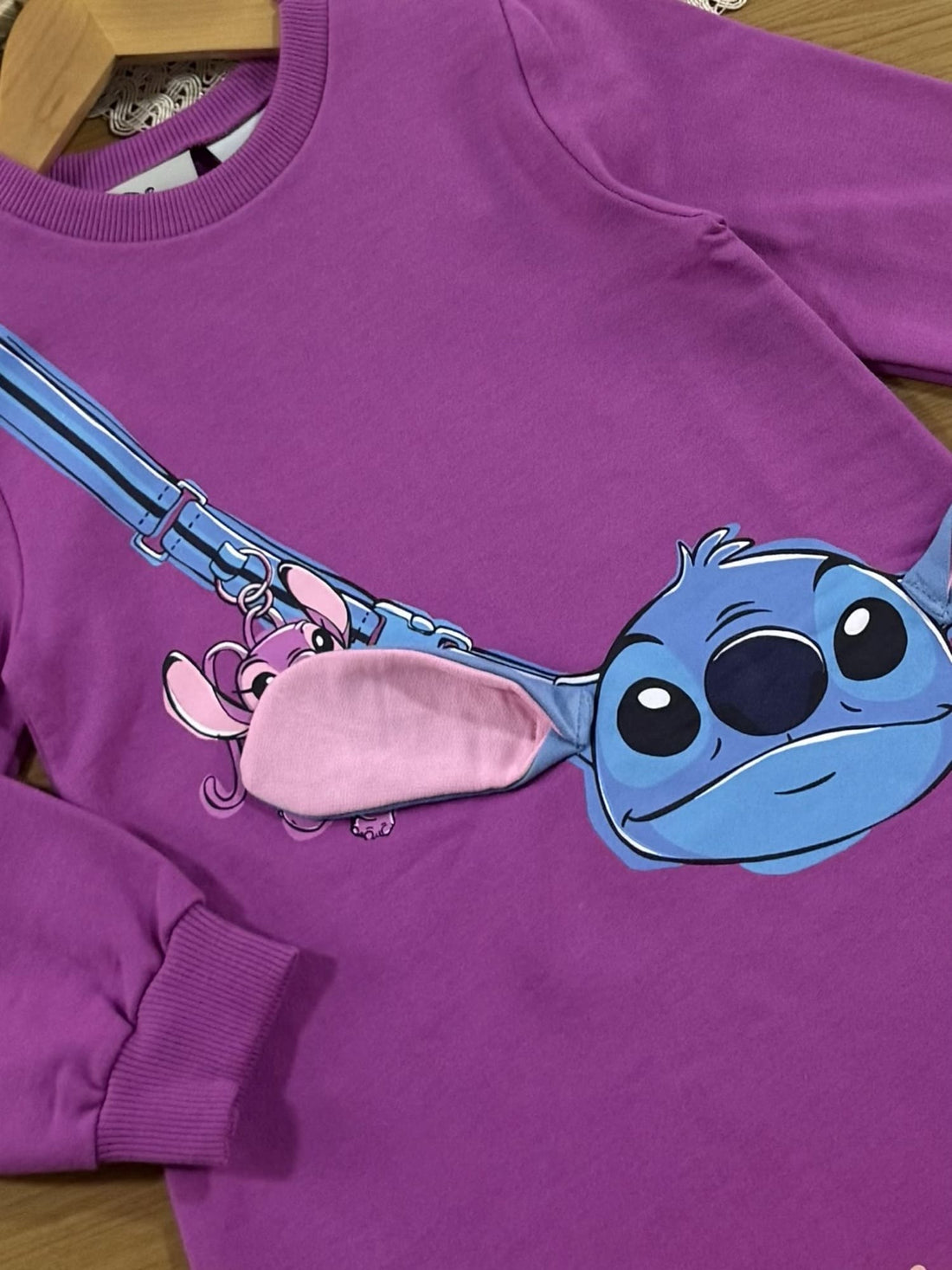 Vestido Infantil Momi Inverno Roxo Stitch Disney