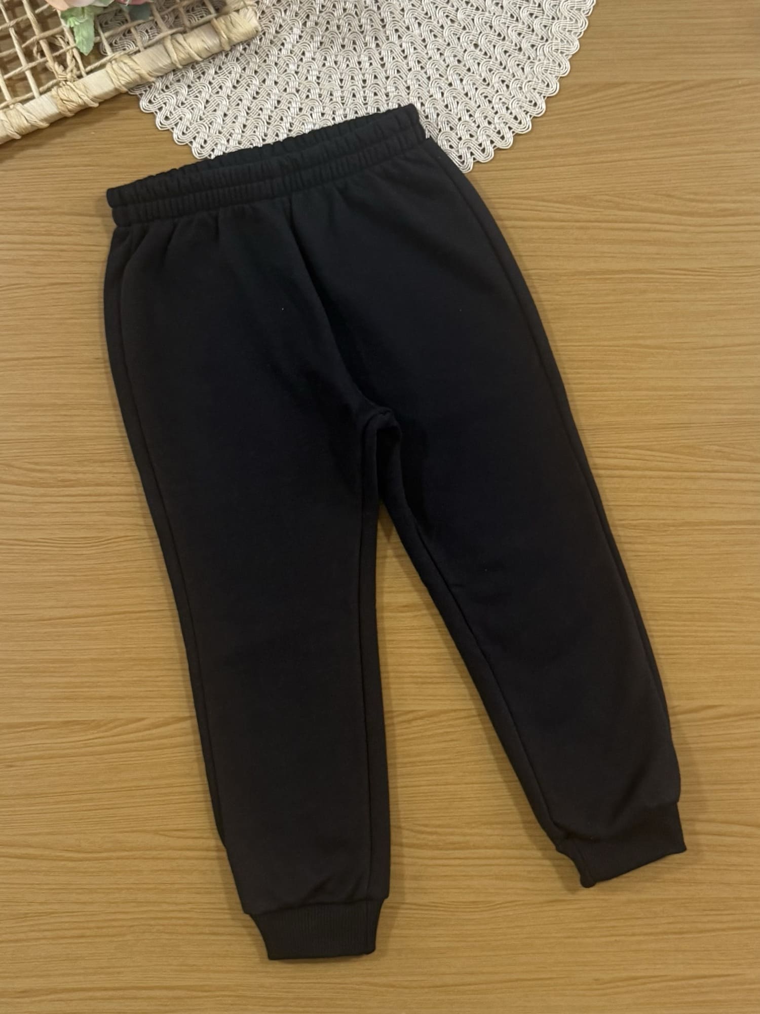 Conjunto Infantil Animê Inverno com Calça e Moletom com Flanela Preto Minnie e Mickey Disney