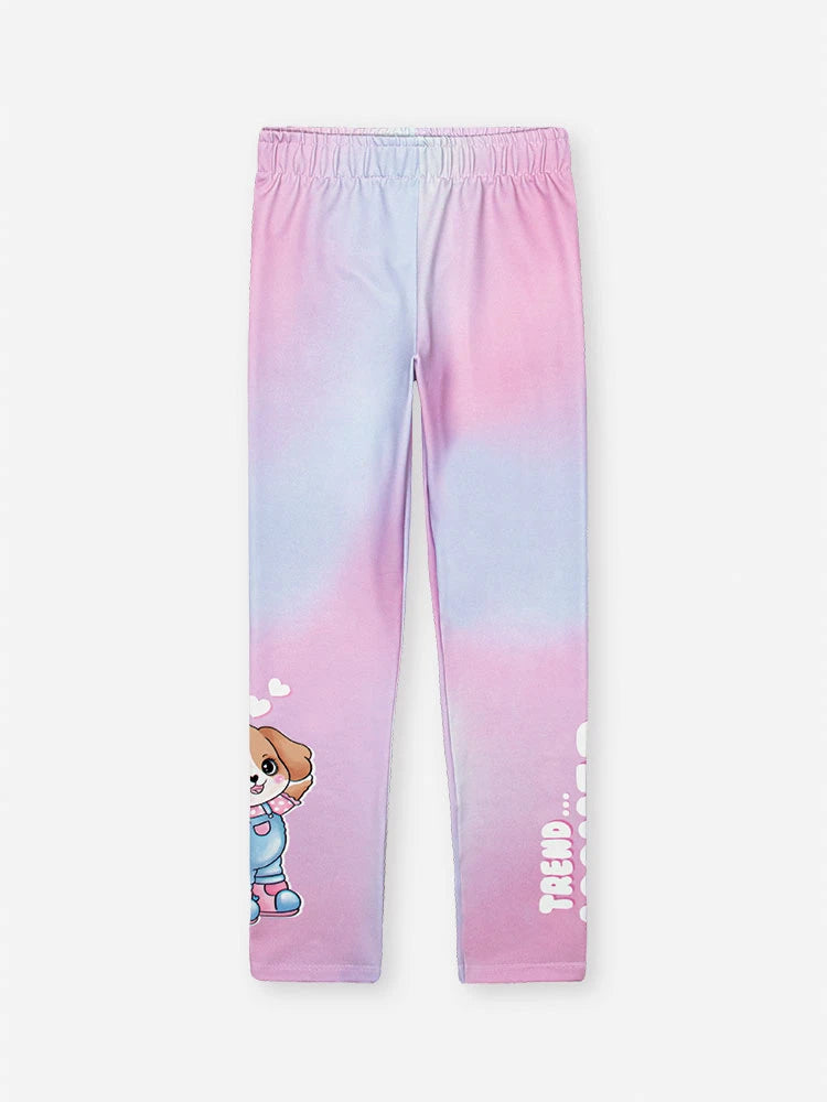 Conjunto Infantil Cinti Verão com Calça Legging Rosa e Blusa Cachorrinhos