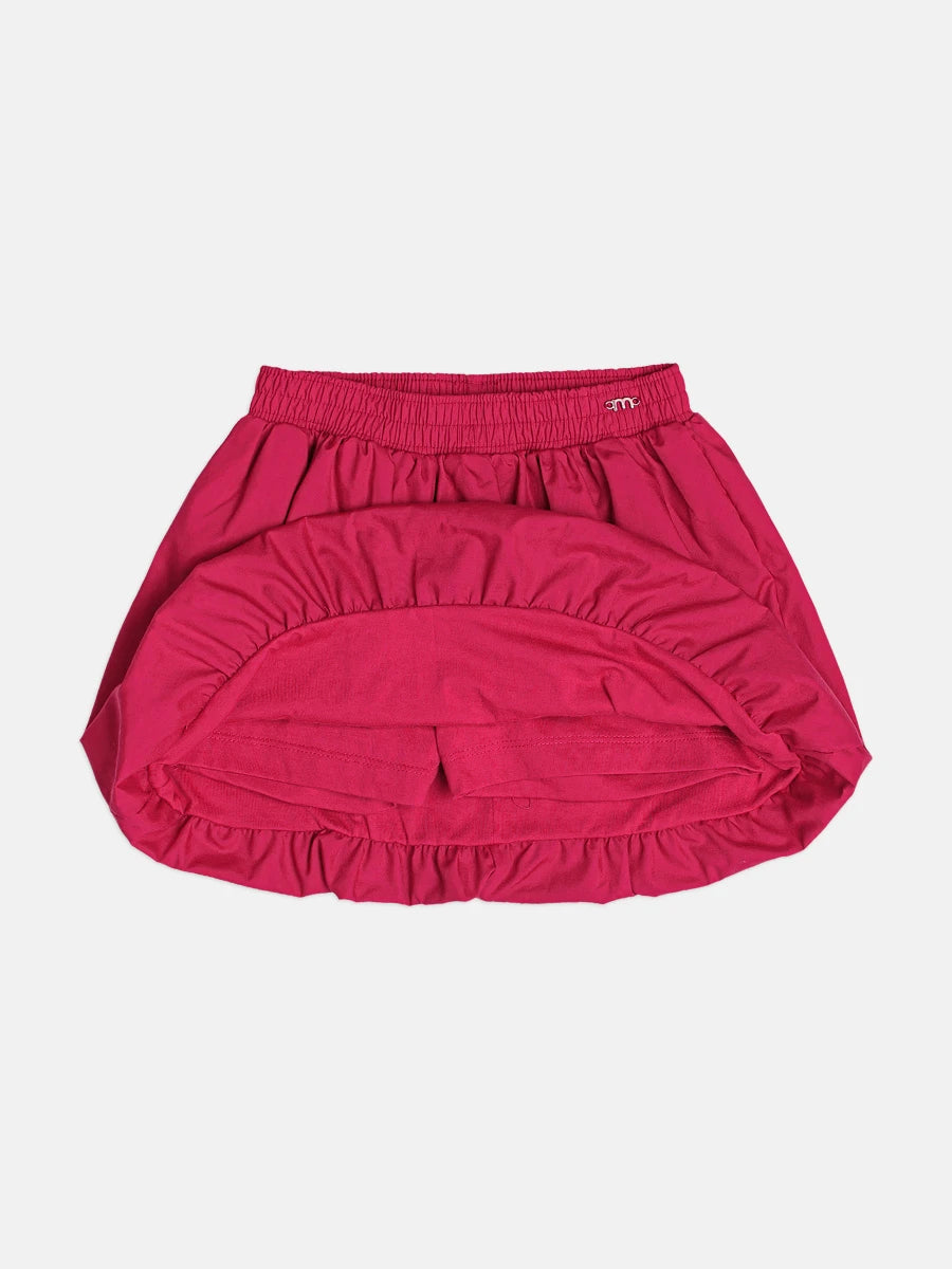 Conjunto Infantil Momi Inverno com Saia  Balonê Vermelha e Blusa Manga Curta Cherries