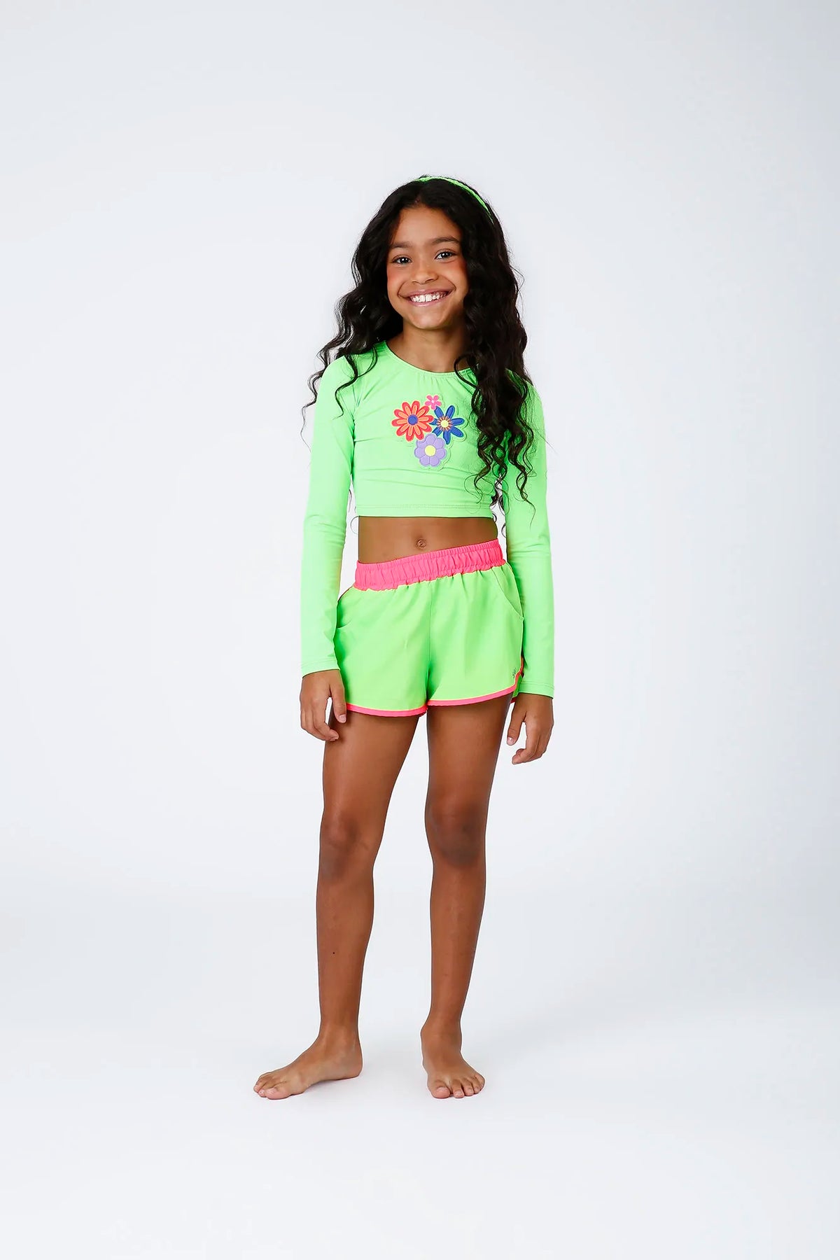 Shorts Infantil Siri Kids Nylon Leticia Verde Fluor 43063