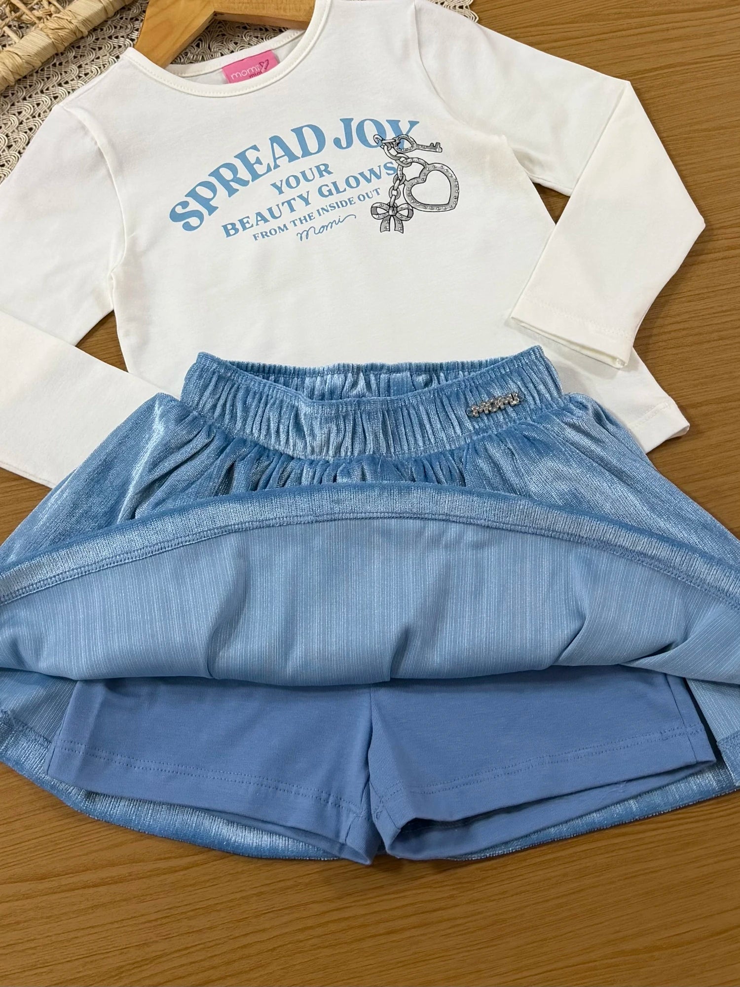 Conjunto Infantil Momi Inverno com Saia e Blusa Manga Longa Spread Joy