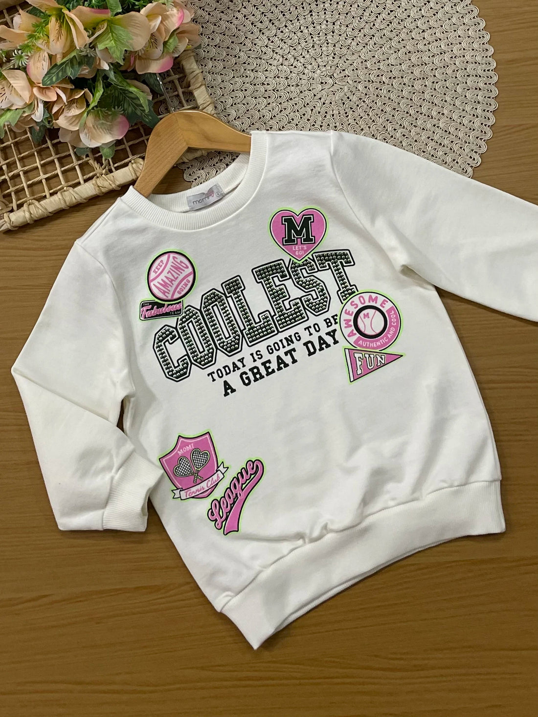 Conjunto Infantil Momi Inverno com Calça Legging Verde e Moletom sem Flanela Coolest