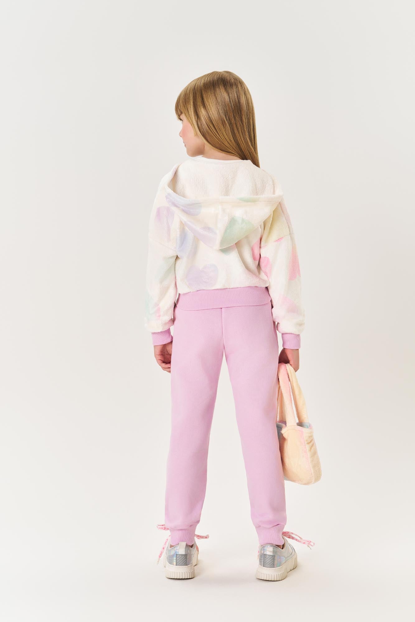 Conjunto Infantil Cinti Inverno Calça Lilás e Jaqueta Fleece Coração