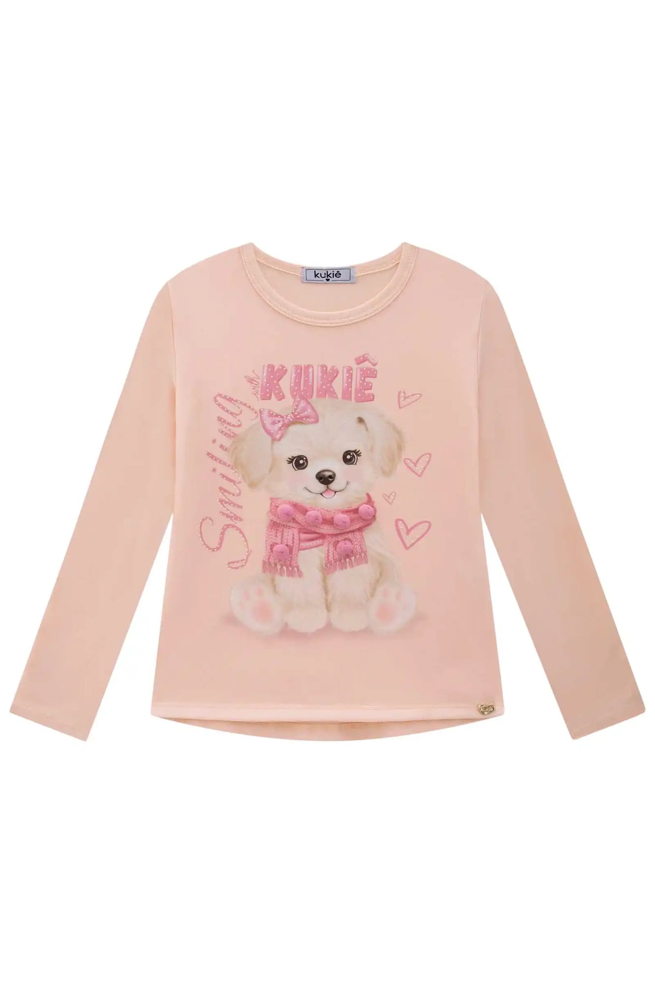 Blusa Infantil Kukiê Inverno Rosa Cachorrinha com Strass