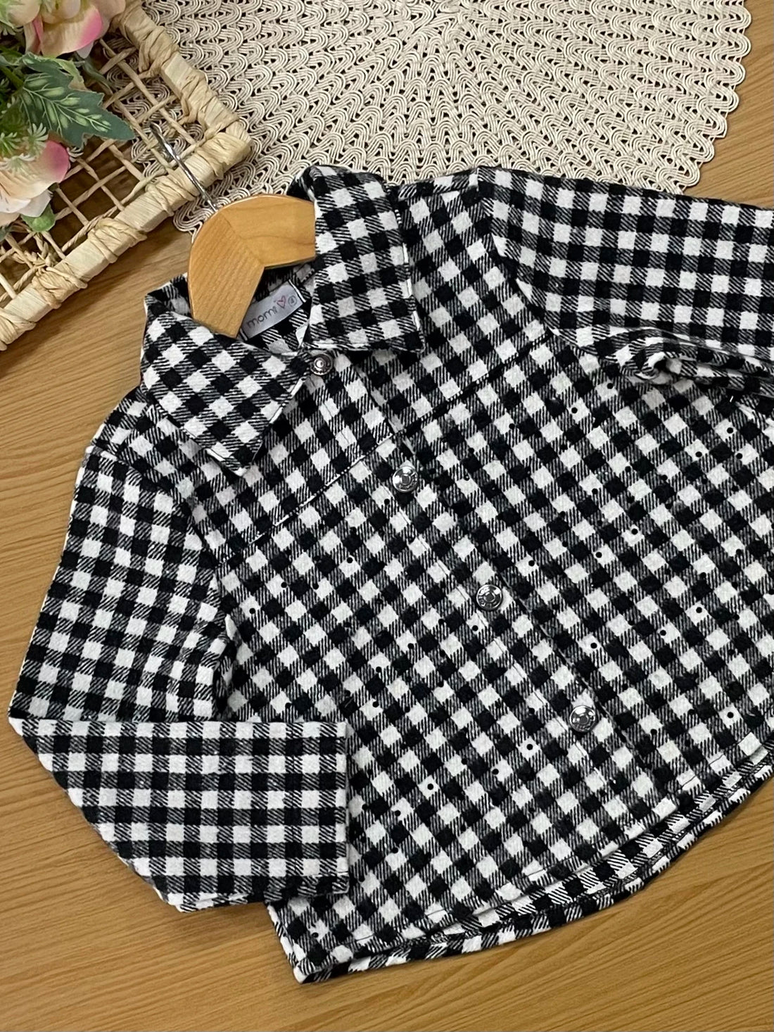 Jaqueta Infantil Momi Inverno Xadrez com Strass