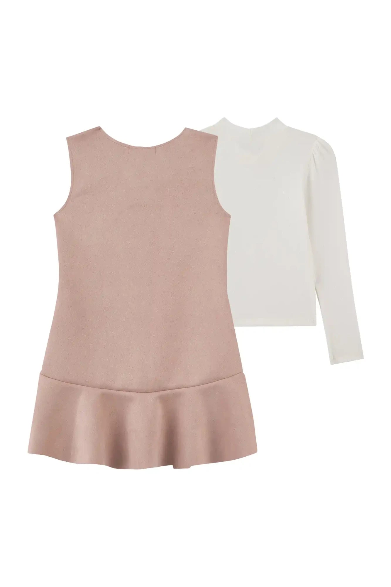 Vestido Infantil Kukiê Inverno Rosa com Blusa Manga Longa
