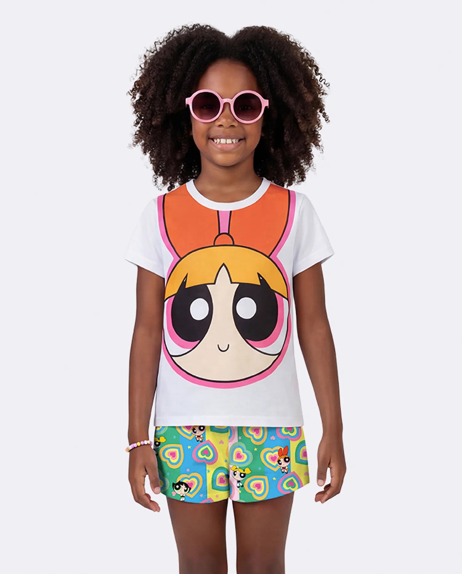Pijama Infantil Menina Veggi com Shorts Colorido e Blusa Florzinha As Meninas Superpoderosas