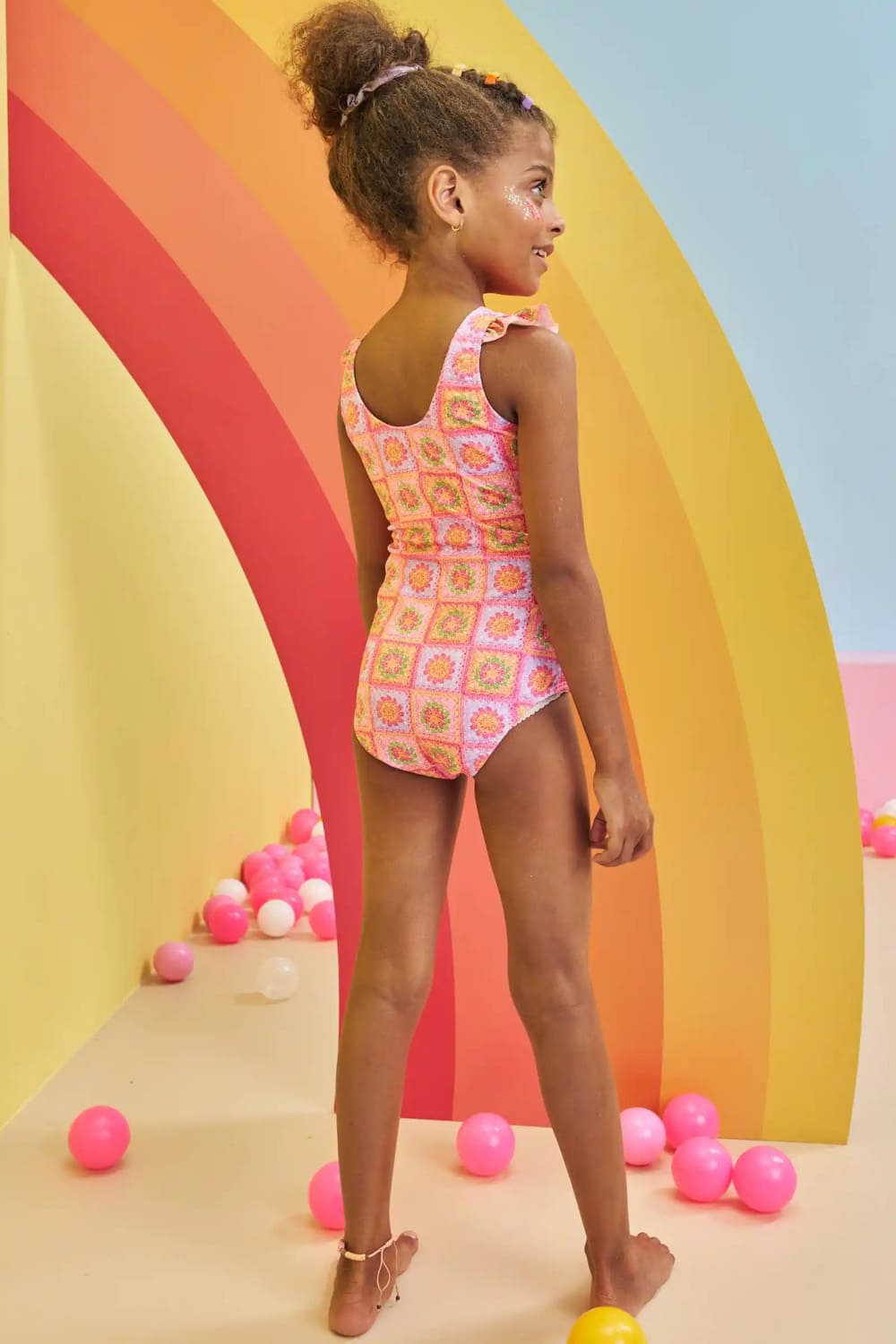 Maiô Infantil Kukie Verão Rosa Bichinho Preguiça