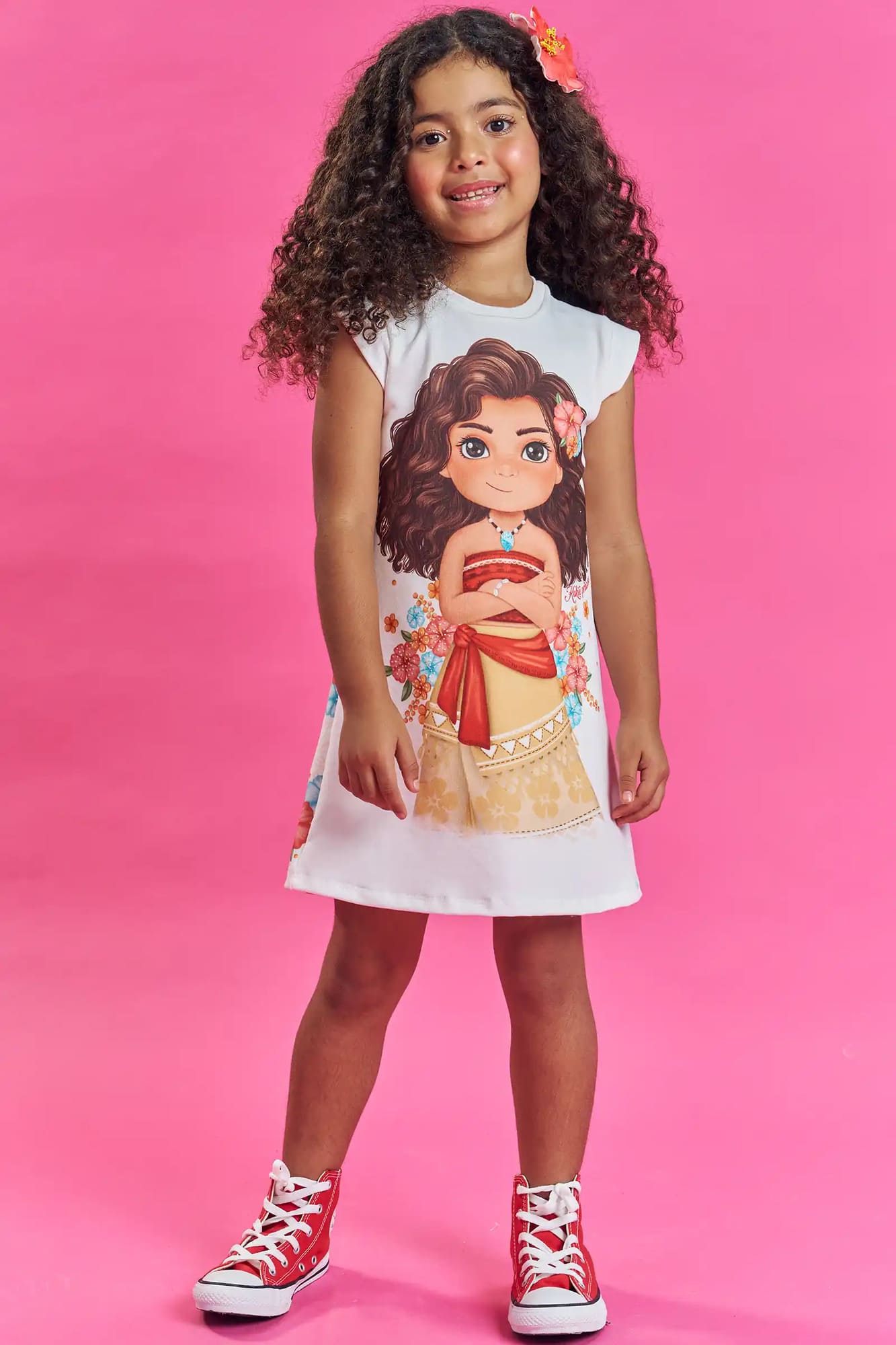 Vestido Infantil Kukiê Verão Branco Princesa Moana