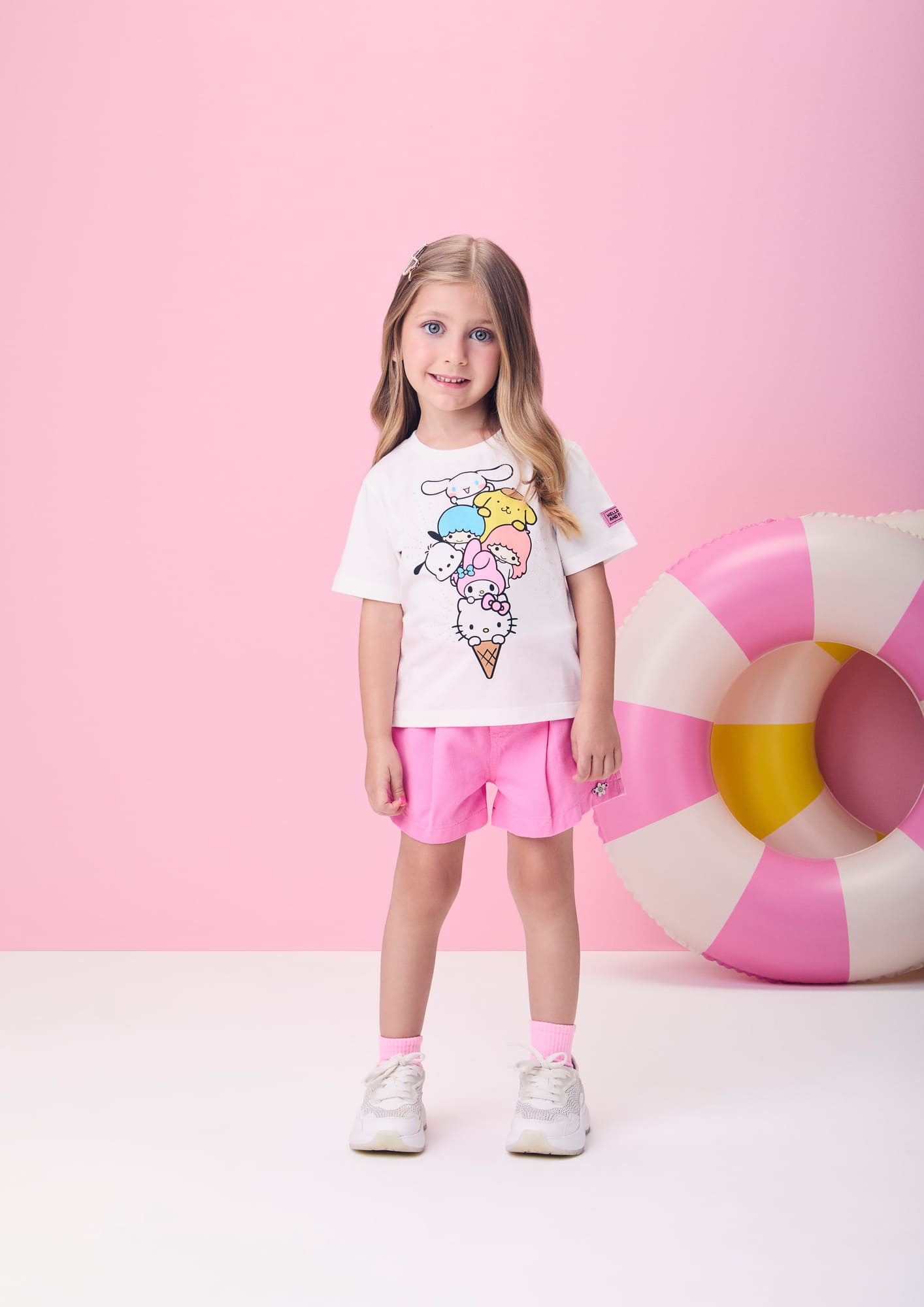 Blusa Infantil Momi Verão Branca Hello Kitty Friends