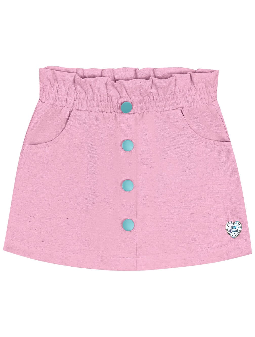 Conjunto Infantil Cinti Verão Shorts Saia Rosa e Blusa Gatinha